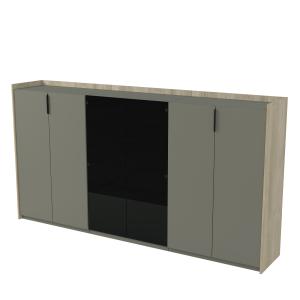 Шкаф средний, со стеклом, трехсоставный, Magnetic 15ШТС.1405, 263,6x46x140 см