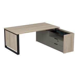 Стол рабочий на опорной двусост тумбе, с ящ, с код замком, Magnetic 15СОД-КЗ-ШД.1810, 186x176,8x75 см