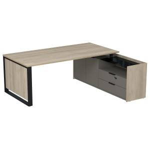 Стол рабочий на опорной двусост тумбе, с ящ (метаб), с код замком, Magnetic 15СОД-КЗ.2010, 206x176,8x75 см