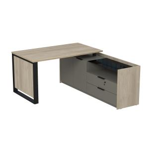 Стол рабочий на опорной двусост тумбе, с ящ (метаб), с замком, Magnetic 15СОД.1408, 146x176,8x75 см