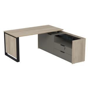 Стол рабочий на опорной двусост тумбе, с ящ (метаб), с замком, Magnetic 15СОД.1608, 166x176,8x75 см