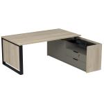 Стол рабочий на опорной двусост тумбе, с ящ (метаб), с замком, Magnetic 15СОД.1609, 166x176,8x75 см