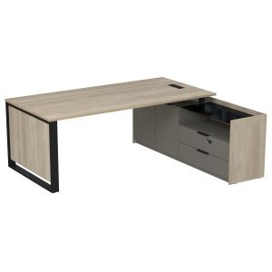 Стол рабочий с люч, на опор двусост тумбе, с ящ (метаб), с код замком, Magnetic 15СОЛД-КЗ.2010, 206x176,8x75 см