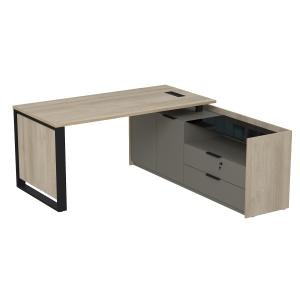 Стол рабочий с люч, на опорной двусост тумбе, с ящ, с замком, Magnetic 15СОЛД-ШД.1608, 166x176,8x75 см