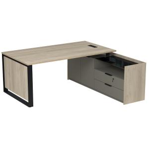 Стол рабочий с люч, на опорной двусост тумбе, с ящ (метаб), с замком, Magnetic 15СОЛД.2010, 206x176,8x75 см