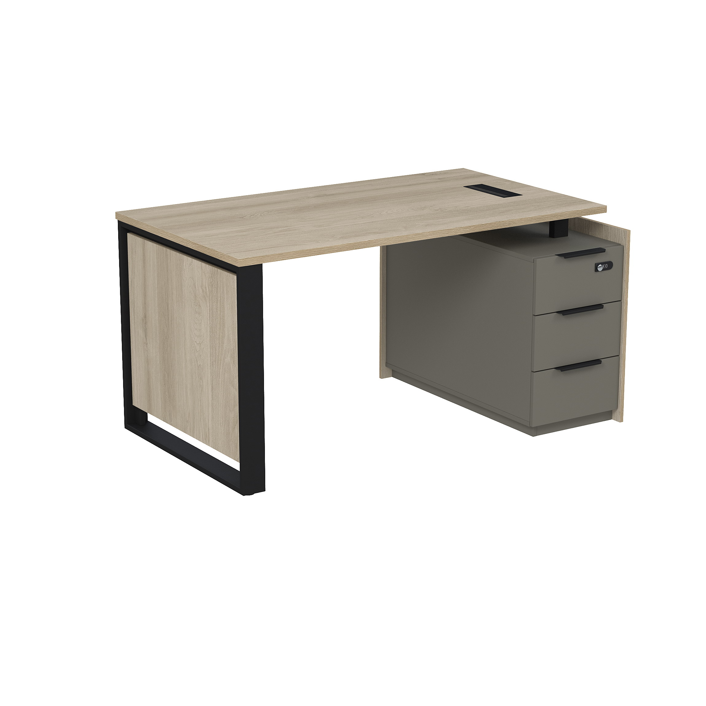 Стол рабочий с люч, на опорной угл тумбе, с ящ (метаб), с код замком, Magnetic 15СОЛУ-КЗ.1408, 146x88,4x75 см