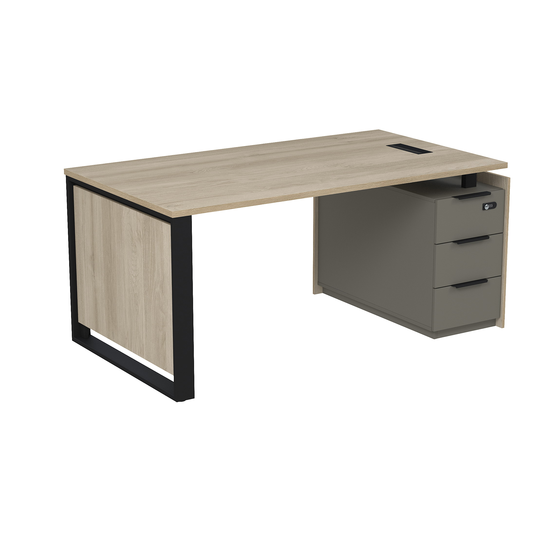 Стол рабочий с люч, на опорной угл тумбе, с ящ, с код замком, Magnetic 15СОЛУ-КЗ-ШД.1609, 166x93x75 см