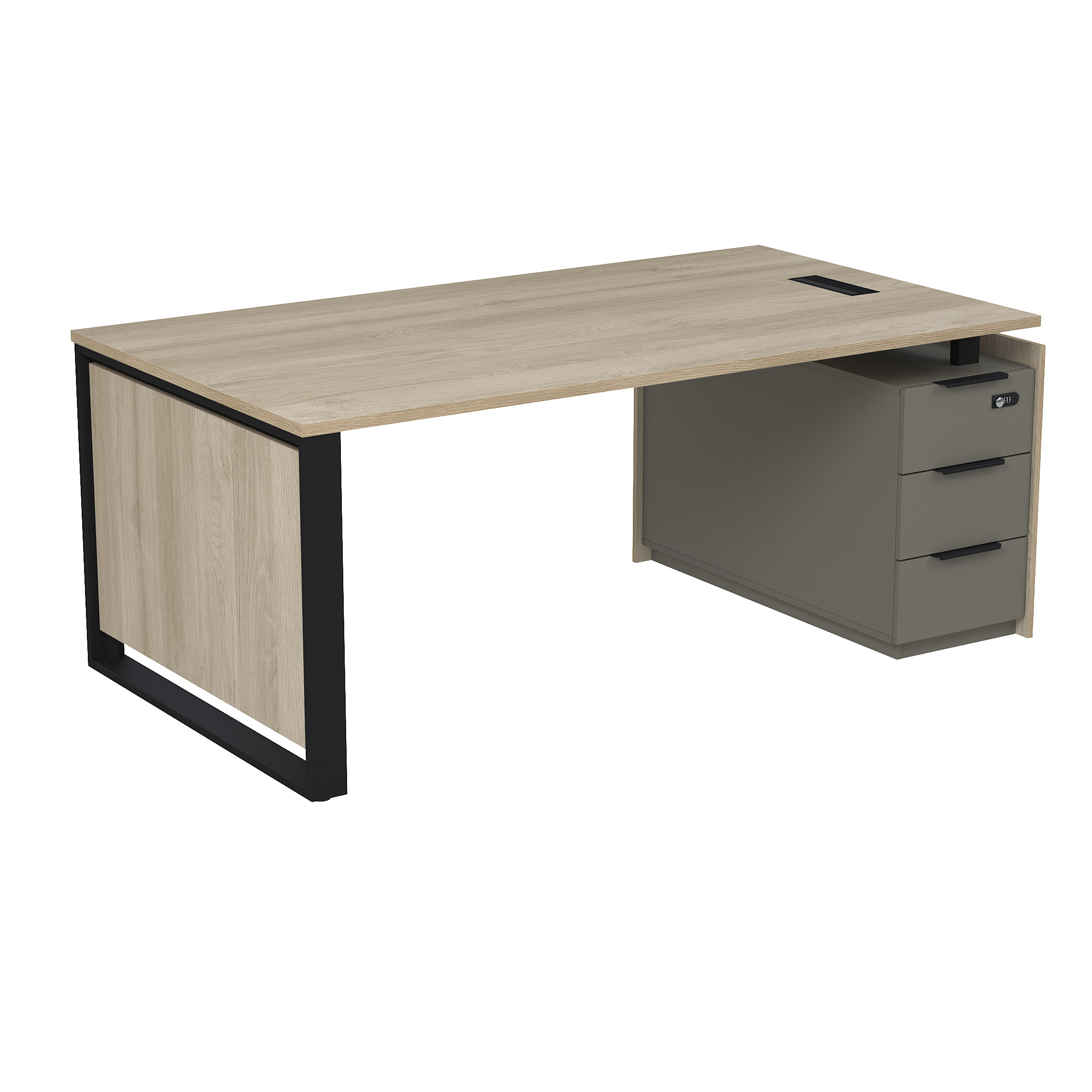 Стол рабочий с люч, на опорной угл тумбе, с ящ (метаб), с код замком, Magnetic 15СОЛУ-КЗ.1810, 186x103x75 см