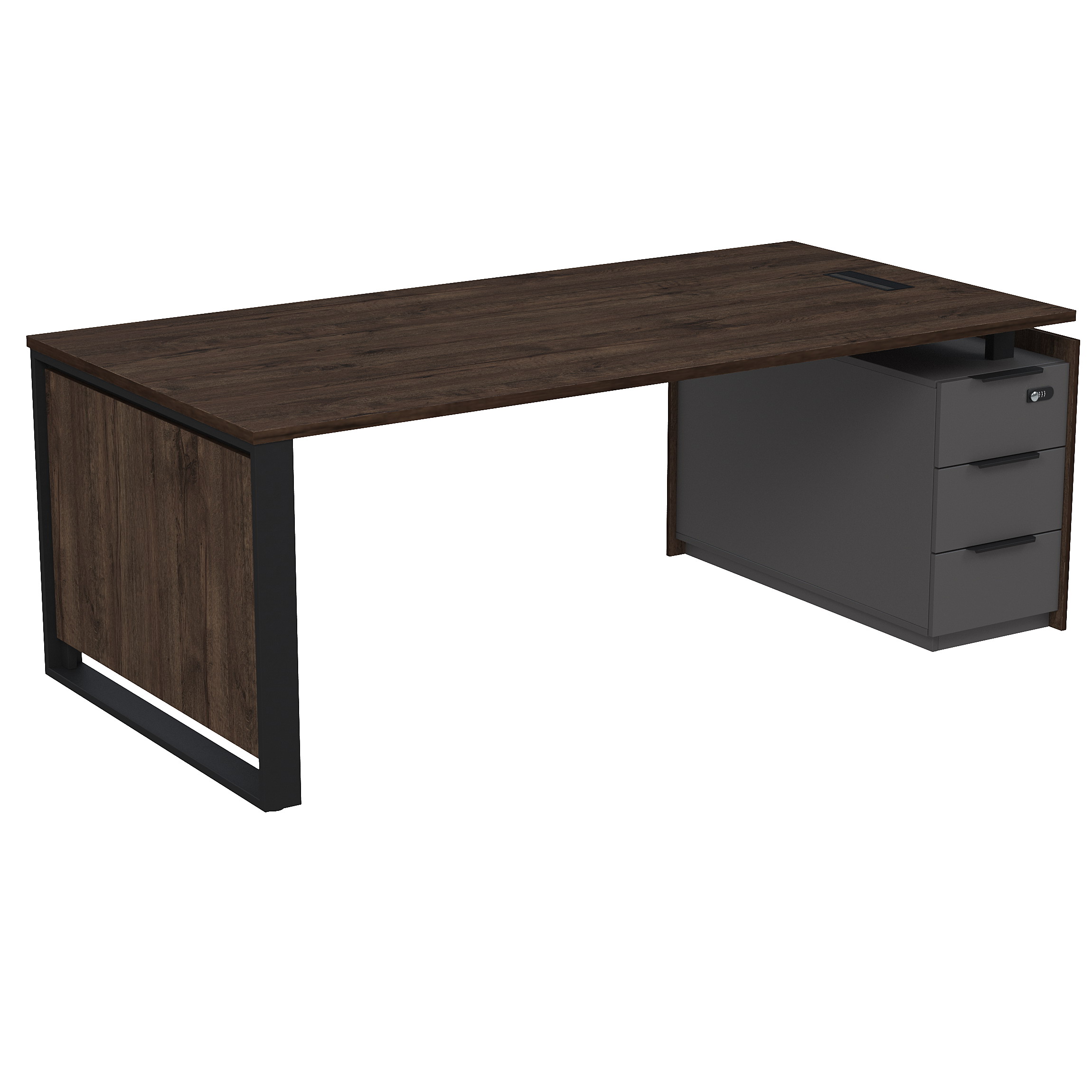 Стол рабочий с люч, на опорной угл тумбе, с ящ, с код замком, Magnetic 15СОЛУ-КЗ-ШД.2010, 206x103x75 см