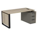 Стол рабочий с люч, на опорной угл тумбе, с ящ (метаб), с замком, Magnetic 15СОЛУ.1608, 166x88,4x75 см