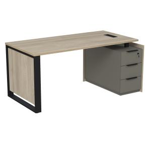 Стол рабочий с люч, на опорной угл тумбе, с ящ (метаб), с замком, Magnetic 15СОЛУ.1608, 166x88,4x75 см