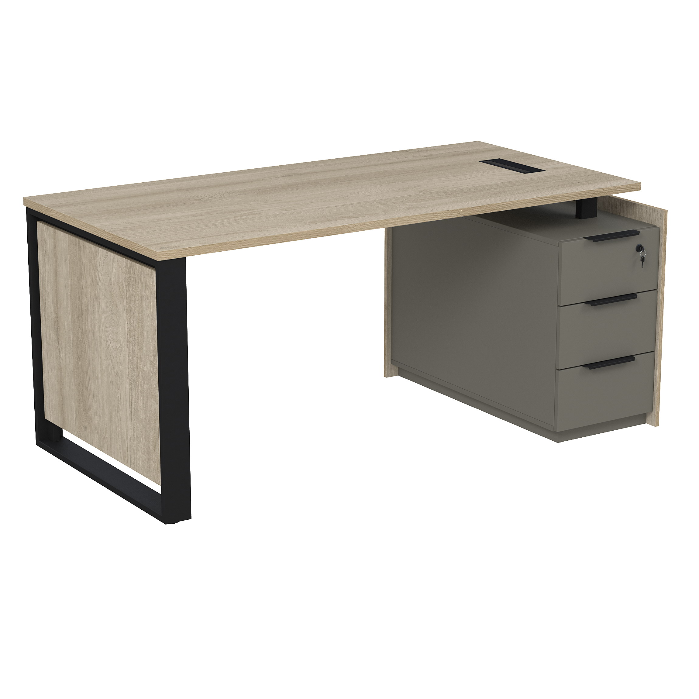 Стол рабочий с люч, на опорной угл тумбе, с ящ, с замком, Magnetic 15СОЛУ-ШД.1608, 166x88,4x75 см