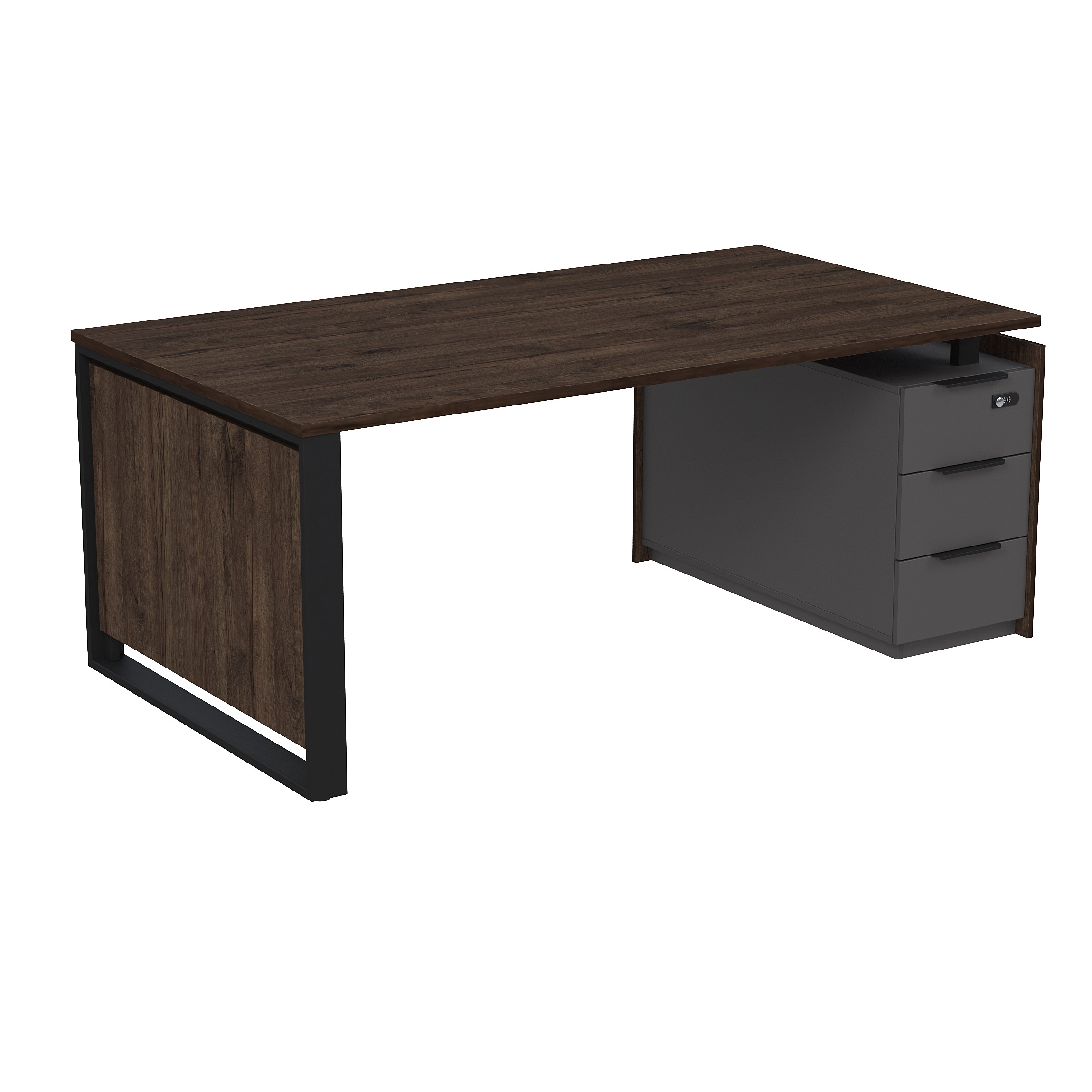 Стол рабочий на опорной угл тумбе, с ящ, с код замком, Magnetic 15СОУ-КЗ-ШД.1810, 186x103x75 см