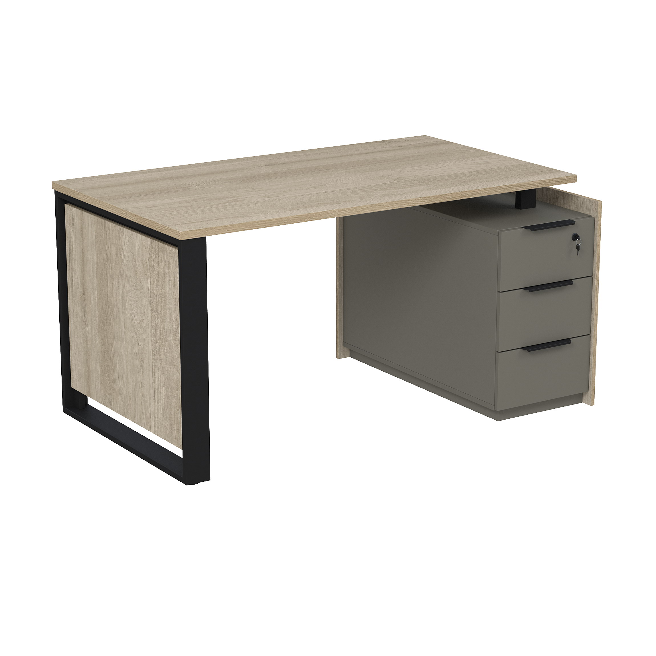 Стол рабочий на опорной угл тумбе, с ящ, с замком, Magnetic 15СОУ-ШД.1408, 146x88,4x75 см