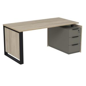 Стол рабочий на опорной угл тумбе, с ящ (метаб), с замком, Magnetic 15СОУ.1608, 166x88,4x75 см